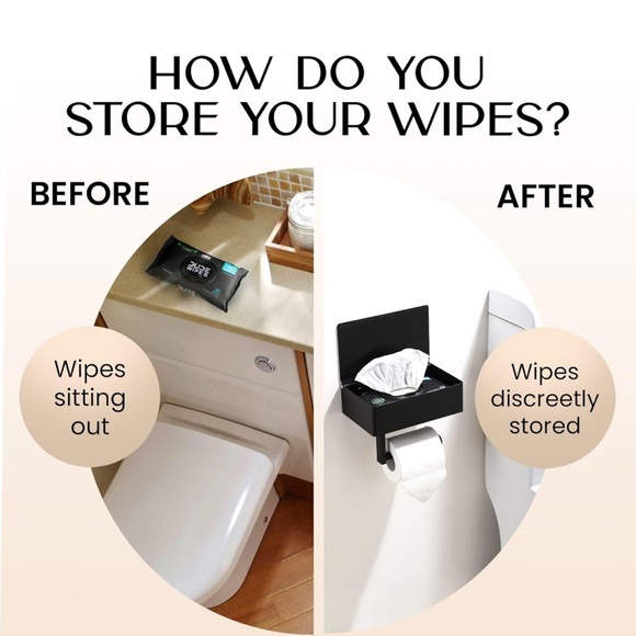 Brand New! Matte Black Toilet Paper Holder Shelf With Wipe Holder for Bathroom - Picture 2 of 8